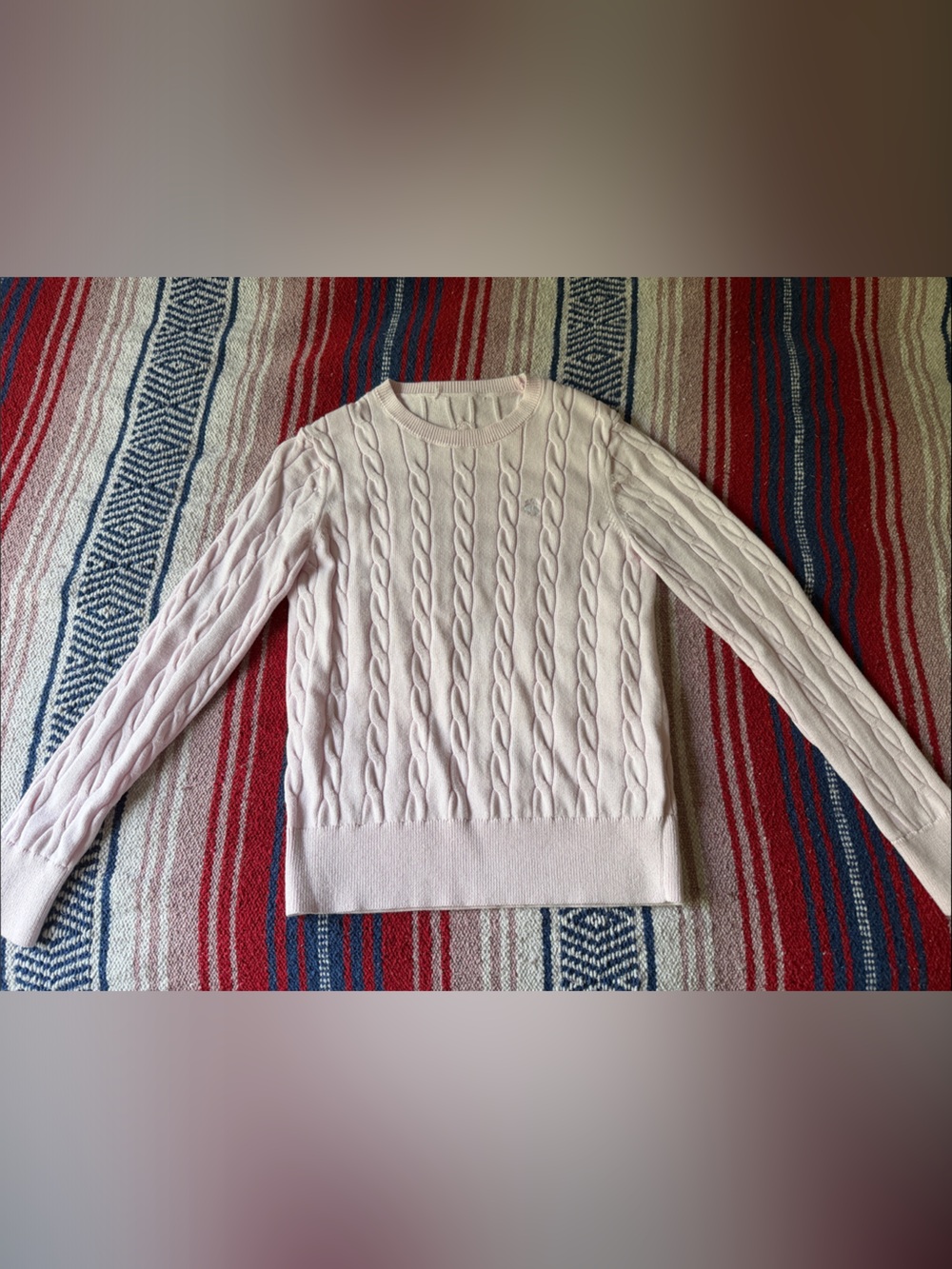Women’s Brooks Brothers Pale Pink Cable Knit Crewneck Sweater